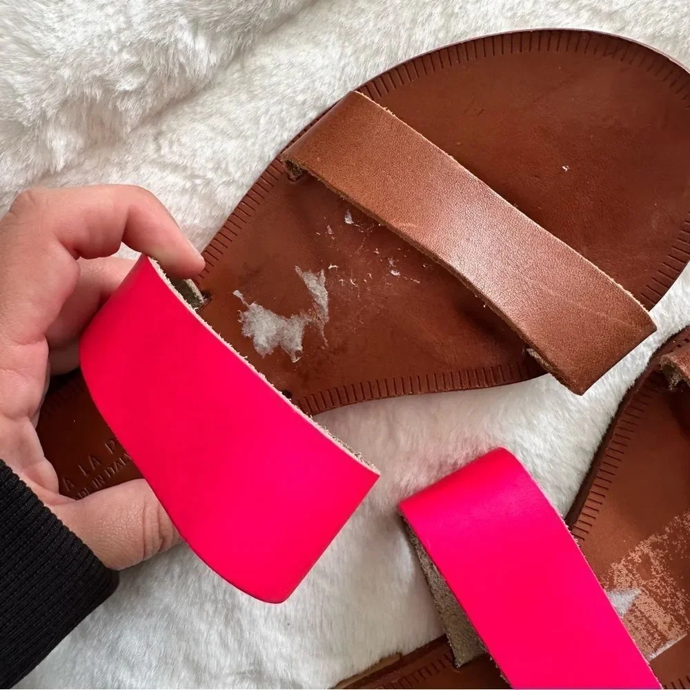 Joie A La Plage Sable Leather Slip On Sandals Pink Size 38.5